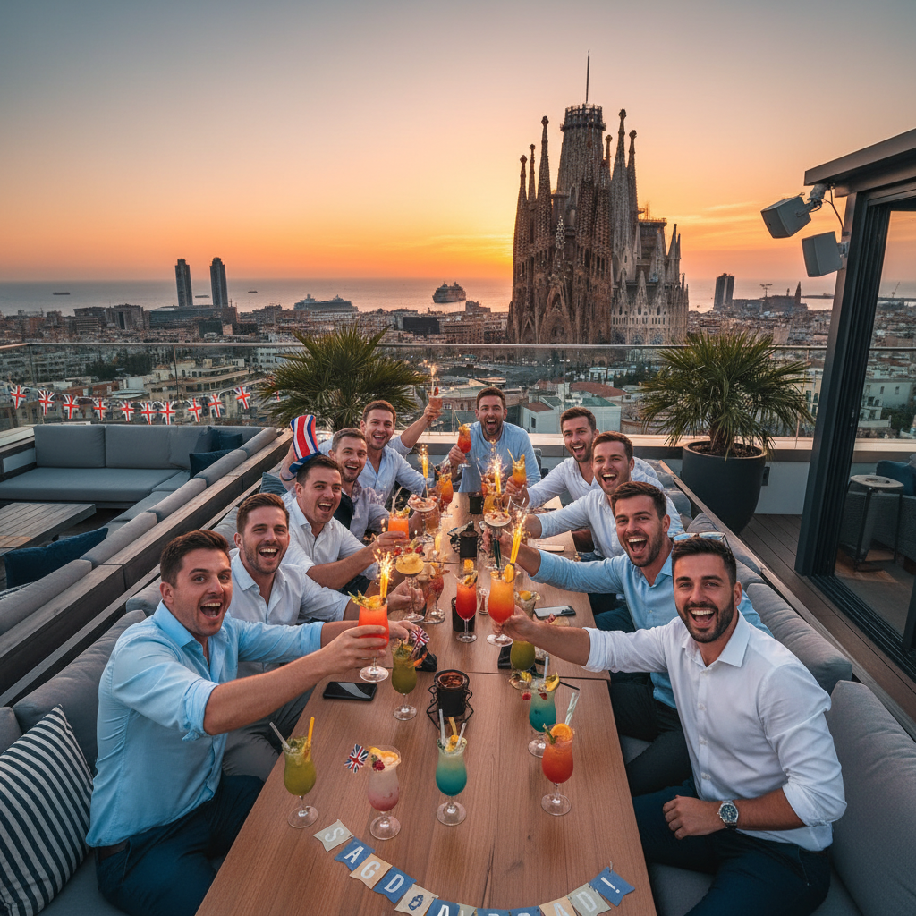 Stag party on a Barcelona beach